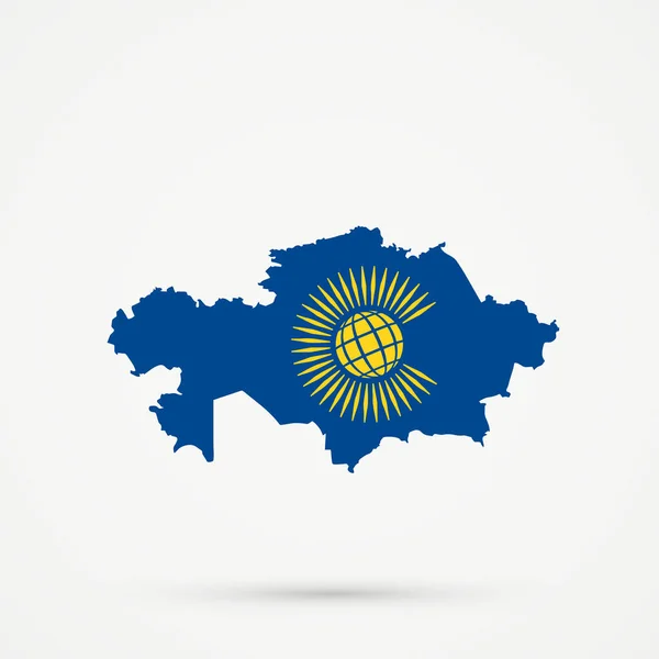 Carte du Kazakhstan en couleurs du drapeau du Commonwealth des Nations, vecteur modifiable. — Image vectorielle