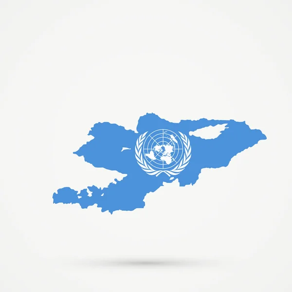 Kirgizistan karta i FN: s flagga färger, redigerbar vektor. — Stock vektor
