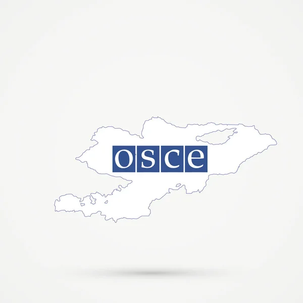 Karta över Kirgizistan i organisationen för säkerhet och samarbete i Europa (OSSE) flagga färger, redigerbar vektor. — Stock vektor