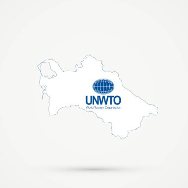 Dünya Turizm Örgütü (Unwto) bayrak renkleri, editable vektör Türkmenistan haritası.
