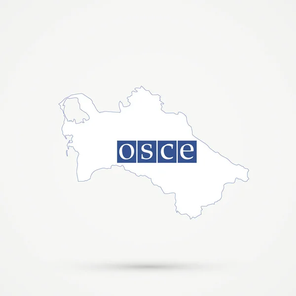 Mapa do Turquemenistão em cores bandeira da Organização para a Segurança e Cooperação na Europa (OSCE), vetor editável . — Vetor de Stock