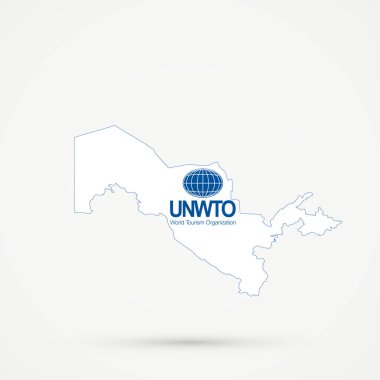 Dünya Turizm Örgütü (Unwto) bayrak renkleri Özbekistan haritası, değiştirilebilir vektör.