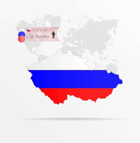 Etnias República Checa Grupo Étnico Russo Mapa República Checa Combinado — Vetor de Stock