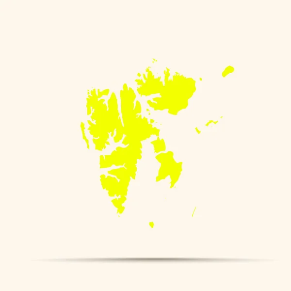 Žlutý Svalbard Špicberky Špicberky Mapa Ilustrace — Stockový vektor