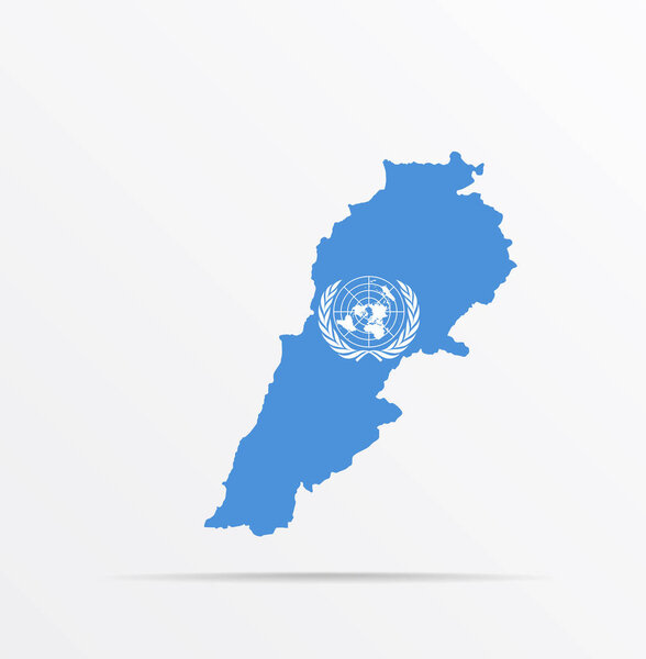 Vector map Republic of Lebanon combined with United Nations flag.