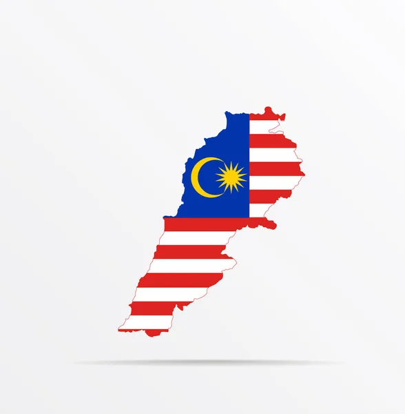 Vector Map Republic Lebanon Combined Malaysia Flag — Stock Vector