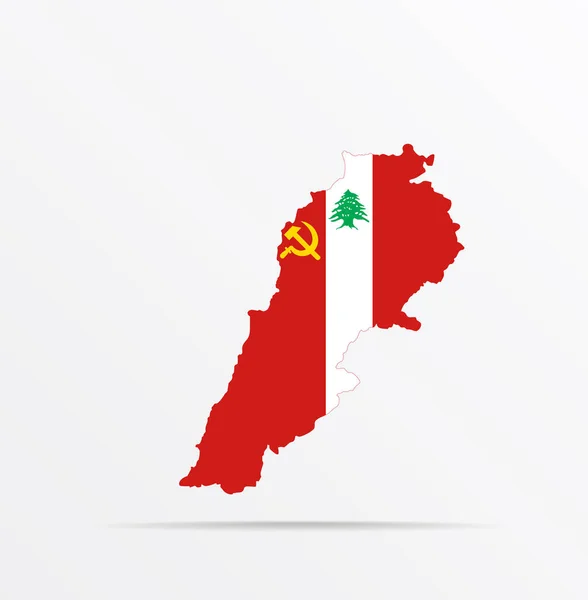 Carte Vectorielle République Liban Combinée Avec Drapeau Parti Communiste Libanais — Image vectorielle