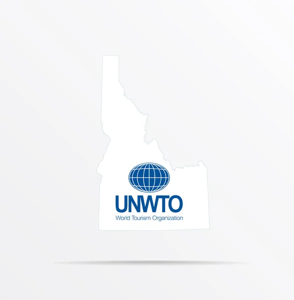 Vektorkarta State Idaho Kombination Med Världsturistorganisationens Unwto Flagga — Stock vektor