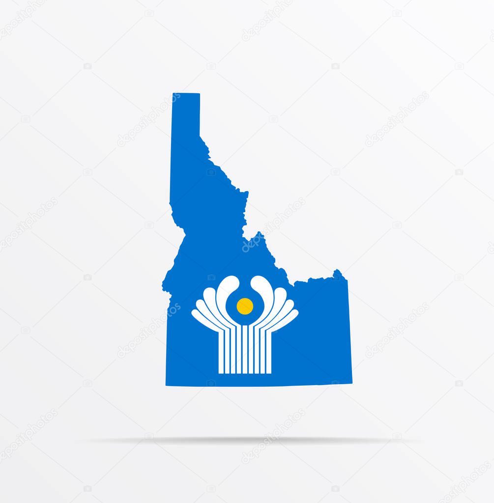 Vector map State of Idaho combined with Commonwealth of Independent States (CIS) flag.