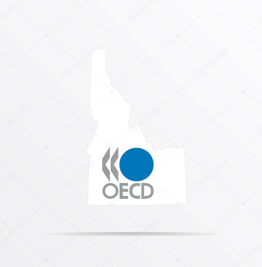 Vector map State of Idaho combined with Organisation for Economic Cooperation and Development (OECD) flag.