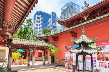 Singapore, Singapur - Eylül, 2017 yaklaşık: Thian Hock Keng tapınağı Singapur.