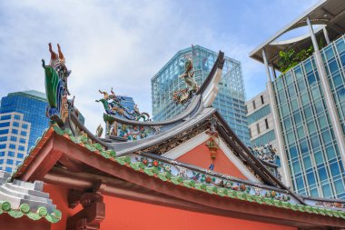 Singapore, Singapur - Eylül, 2017 yaklaşık: Thian Hock Keng tapınağı Singapur.