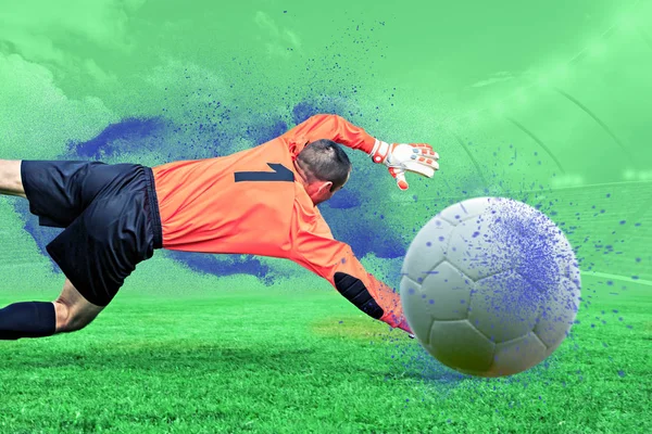 Scènes Uit Een Voetbal Voetbal Spel Met Mannelijke Speler — Stockfoto