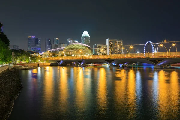 Marina Bay Vista Horizonte Ciudad Singapur Por Noche — Foto de Stock