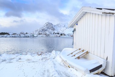 The fisherman village Moskenes on Lofoten Islands, Norway clipart