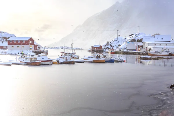 Fisherman Village Sund Lofoten Szigetek Norvégia — Stock Fotó