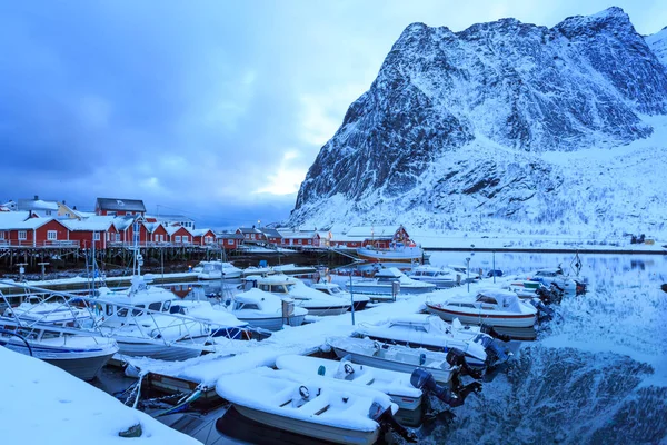 Pueblo Pescadores Reine Las Islas Lofoten Por Noche Noruega — Foto de Stock