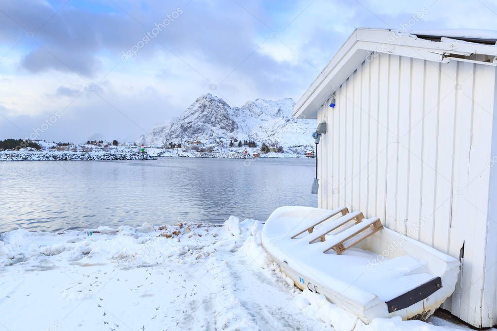 The fisherman village Moskenes on Lofoten Islands, Norway