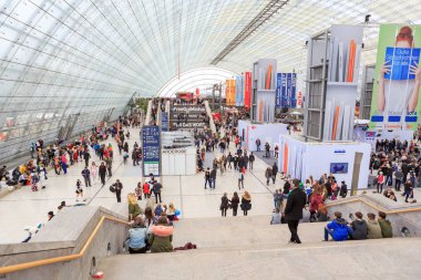 Leipzig, Almanya - 16 Mart 2018: Kitap Fuarı Leipziger Buchmesse 2018 yılında Leipzig, Almanya