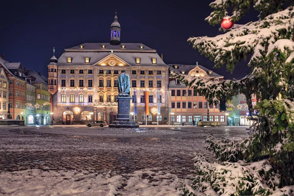 Coburg Alemanha Circa Janeiro 2010 Wintry Marktplatz Coburgo Noite Baviera — Fotografia de Stock