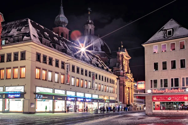 Würzburg Bavorsko Německo Prosinec 2014 Street Wuerzburg Město Noci — Stock fotografie