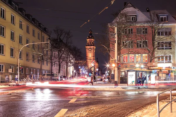 Wuerzburg Bavaria Alemania Diciembre 2014 Calle Ciudad Wuerzburg Por Noche — Foto de Stock