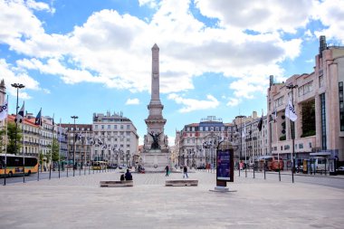 Lisbon, Portekiz - Ekim, 2016 yaklaşık: Restauradores Meydanı Lizbon şehir, Portekiz.