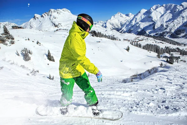 Snowboarder Piste Alps Austria — Stock Photo, Image