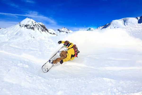 Snowboarder Sulla Pista Alpina Lech Austria — Foto Stock