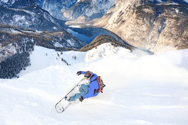 Der Snowboarder Auf Der Piste Den Alpen Bei Lech Österreich — Stockfoto