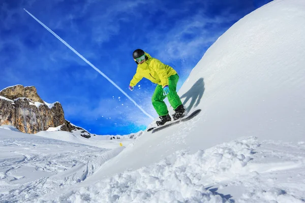 Snowboarder Pista Los Alpes Austria —  Fotos de Stock