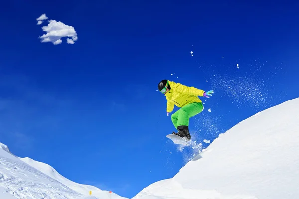 Ein Snowboarder Auf Der Piste Den Österreichischen Alpen — Stockfoto