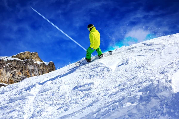 Uno Snowboarder Sulle Piste Delle Alpi Austria — Foto Stock