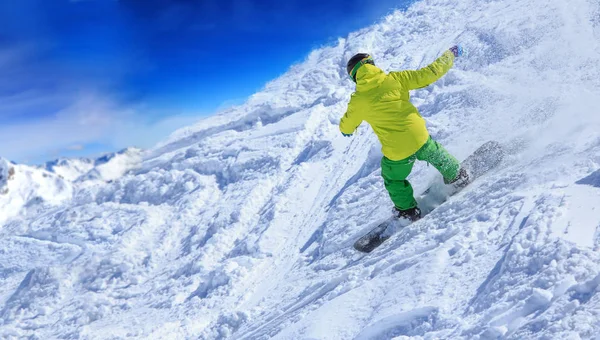 Een Snowboarder Piste Alpen Oostenrijk — Stockfoto