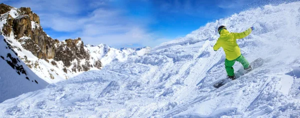 Snowboarder Sur Piste Des Alpes Autriche — Photo