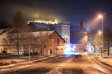 Coburg, Almanya - Ocak, 2017 yaklaşık: Bavaria, Almanya için Coburg şehrin gece sokakları