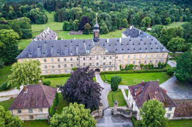 Hava görünümü The Tambach Palace diğer Schloss Tambach Coburg, Bavyera, Almanya