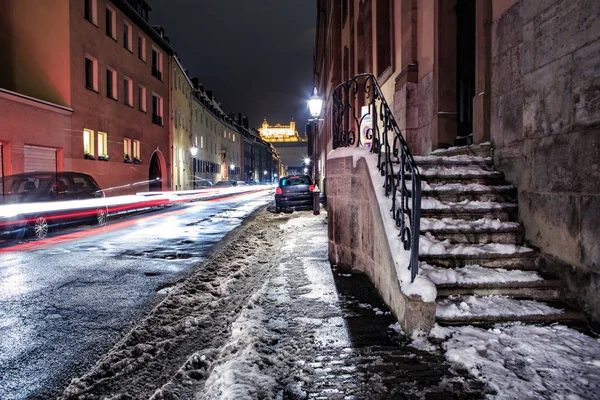 Calle Invernal Ciudad Wuerzburg Por Noche — Foto de Stock