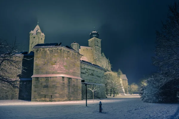 Scènes Nocturnes Forteresse Veste Cobourg Allemagne — Photo