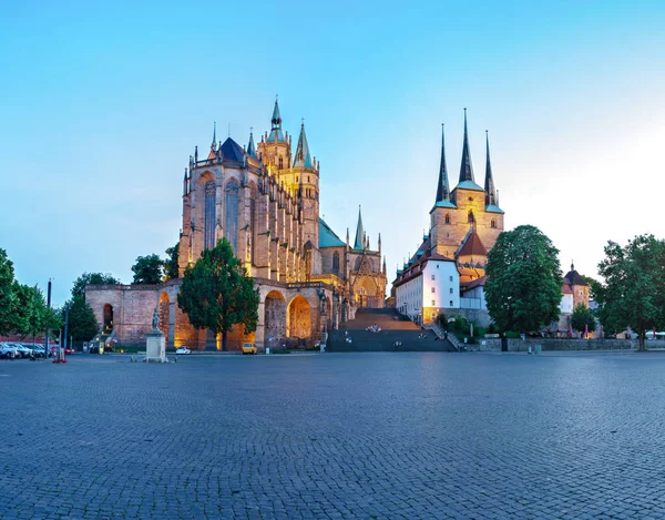 Aliaset Domkyrka Erfurter Dom Och Stadens Domplatz Erfurt Tyskland — Stockfoto