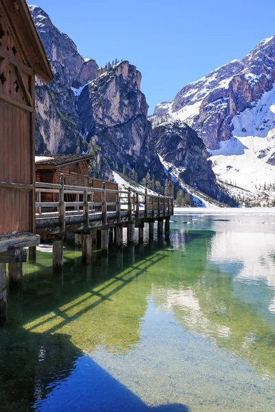 Lago Braies Alias Pragser Wildsee Alto Adige Italia — Foto Stock