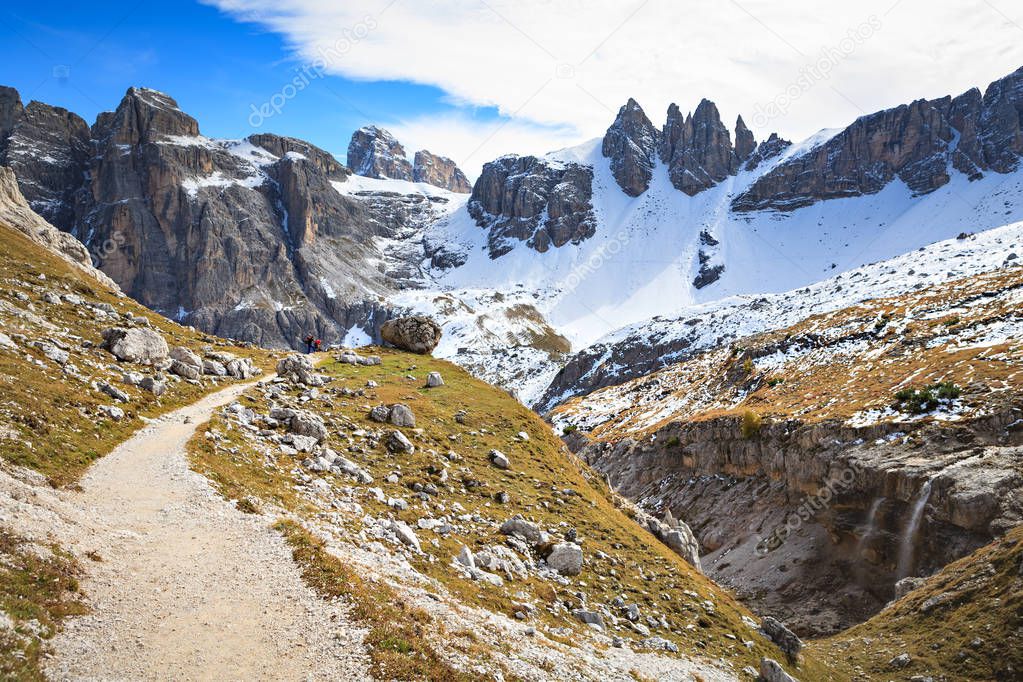 Drei Zinnen area at Fall in Dolomite Alps, Italy