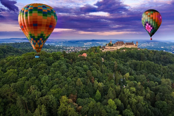 Vue Aérienne Forteresse Veste Cobourg Depuis Une Montgolfière Bavière Allemagne — Photo