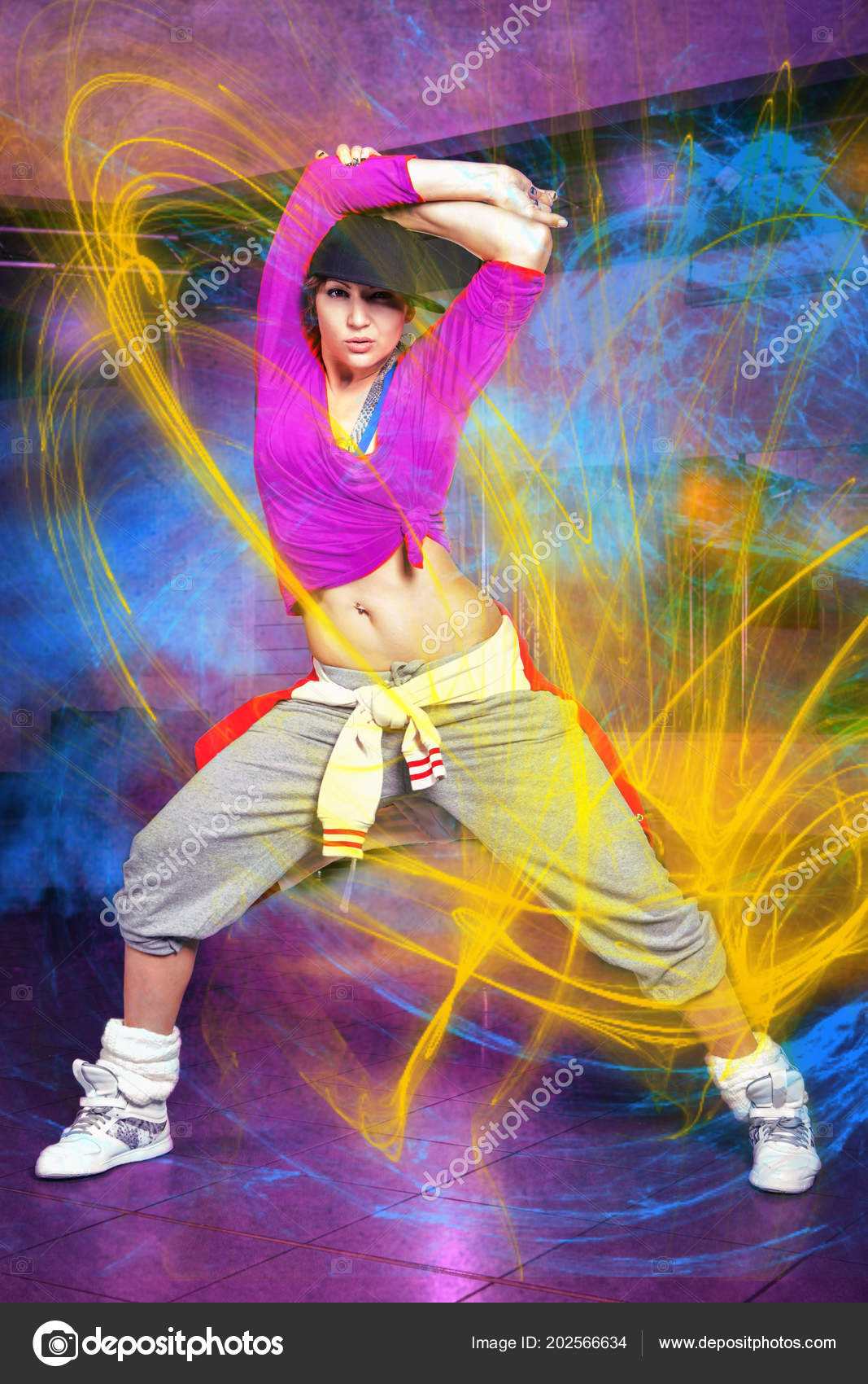 Une Femme Tenue Sport Exercice Danse Fitness Aérobic