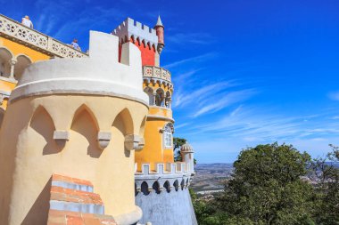 SINTRA, PORTUGAL - CIRCA OCTOBER, 2016:  The Pena Park with National Palace of Pena in Sintra, Portugal clipart