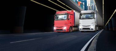 bir kamyon road, kargo ve Taşımacılık için sembolik resim üzerinde