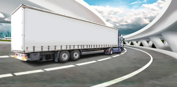 Een Vrachtwagen Weg Symbolische Foto Voor Vracht Transport Bedrijven — Stockfoto