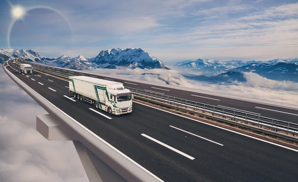 Het Stuk Van Snelweg Met Een Lading Vrachtwagen — Stockfoto