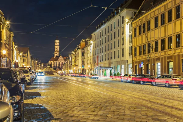 Augsburg Bavorsko Německo Cca Října 2018 Noční Pohled Panoráma Města — Stock fotografie