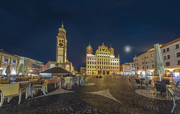 Augsburg Bavyera Almanya Ekim 2018 Yaklaşık Gece Görünümü Rathausplatz Augsburg — Stok fotoğraf